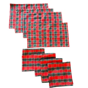 Crate & Barrel Tartan Plaid Christmas Placemats And Napkin Set of 8 - Picture 1 of 5