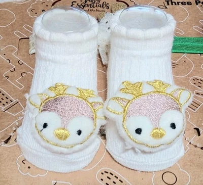 New Born Baby 3 Pcs Set Booties Headbands Baby Dolls Essentials Christmas Deer - Image 1 of 4