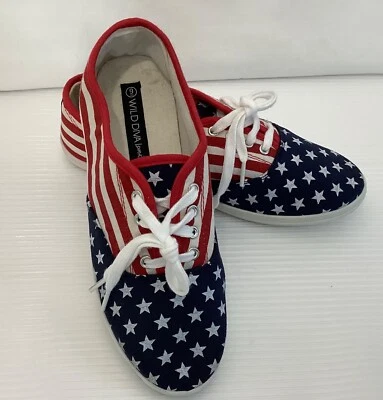 Zapatillas Mujer Wild Diva Patrióticas Talla 9 Lona Con Cordones Excelente Estado Foto 1 de 4