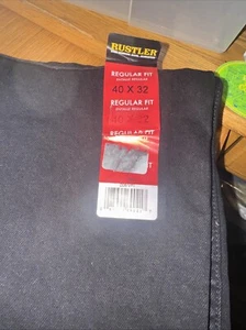 NEW Rustler Regular Fit Straight Leg Jeans Black 40x32 Mens Denim - Picture 1 of 7