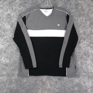 Artful Rebel Shirt Mens Medium gray Black Long Sleeve V Neck Luxury Stretch - Picture 1 of 13
