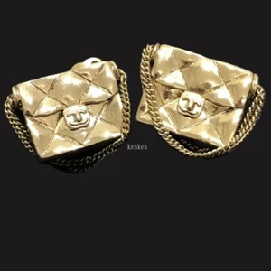 Pendientes CHANEL AUTÉNTICO Logo Coco kenkenjp CC Oro Matelasse Bolso Columpio De Colección Raro - Imagen 1 de 23
