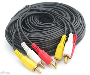Cable de TV AV dorado de 50 pies trillizos RCA fono macho cable 3 RCA macho a 3 RCA macho - Imagen 1 de 2