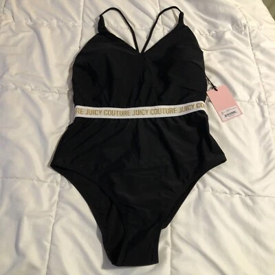 Nuevo con etiquetas Traje de baño Juicy Couture negro de una pieza Sexy Talla L Foto 1 de 4