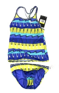 Nike Girl’s Racerback Blue/Green Tankini Set Size Small - Picture 1 of 3