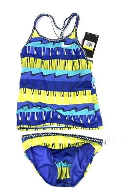Conjunto Tankini Nike Racerback Azul/Verde Niña Talla Pequeña Foto 1 de 3