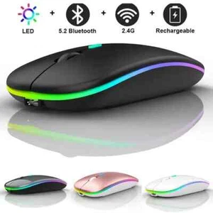 RGB LED Wireless Mouse Rechargeable Optical Silent Mice USB For PC Laptop UK - Picture 1 of 9