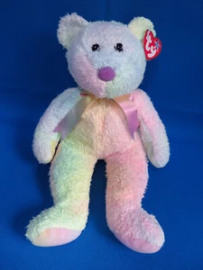 GROOVY 🌈 arcobaleno pastello tie dye ORSACCHIOTTO ❤️ TY BEANIE BUDDIES vintage 1999 - Foto 1 di 16