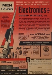 Vintage Print Ad 1950’ S DeVry Technical Institute Electronics Technician Mcm - Bild 1 von 5