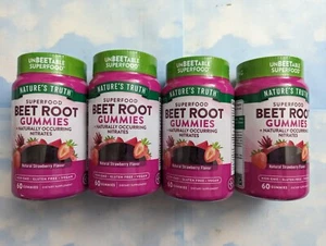 LOT (4) NATURE'S TRUTH SUPER FOOD BEET ROOT GUMMIES 60 GUMMIES EACH - Picture 1 of 3