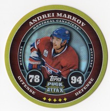 2009-10 (CANADIENS) Topps Puck Attax Gold Foil Hockey Card#12 Andrei Markov