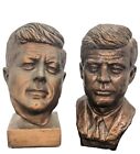 X2 JFK President John F Kennedy 10” Chalkware Chalk Bust Statue Bronzish Finish 