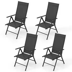 Patio 4PCS Folding Dining Chair with 7-Level Adjustable High Backrest for Garden - Picture 1 of 9