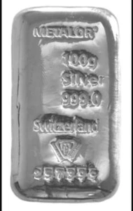 Barra de plata Metalor 100 g x2 - Imagen 1 de 2