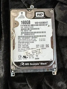 Western Digital Laptop Hard Drive 160GB WD1600BEKT 3Gbps 7.2K SATA 2.5" - Picture 1 of 2