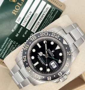 Rolex GMT-Master II 40mm Ceramic Bezel Steel Watch 116710LN Box Papers - Picture 1 of 7