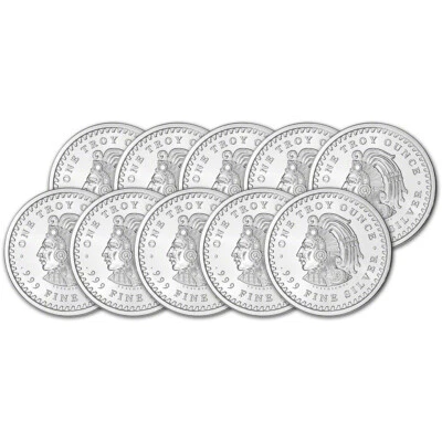 TEN (10) 1 oz. Golden State Mint Silver Round Aztec Calendar .999 Fine - Image 1 of 3
