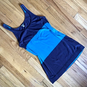 DKNY Cami Tank Size S Y2K Vintage Knit Cotton Turquoise Green Brown Colorblock - Picture 1 of 6