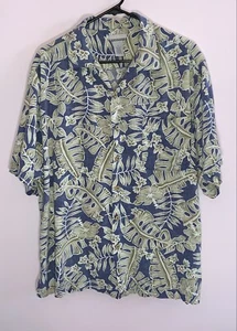 Camisa tropical hawaiana Breakwater para hombre de manga corta grande beige con botones - Imagen 1 de 4