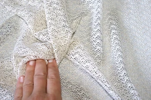 BEIGE NATURAL Crochet Lace Fabric, Cotton Blend 155cm Wide, Per Half Metre - Picture 1 of 3
