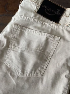 Jacob Cohen Pure Cotton Pants Beige on Striped Fabric Size W33 - Picture 1 of 9