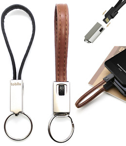 Leder Schlüsselanhänger Daten Lade Kabel kurz 2 in 1 Micro-USB 8-Pin Apple USB-A