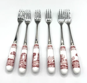 Spode Cranberry Italienische Vorspeise Gebäck Gabeln 6er Set - Bild 1 von 6