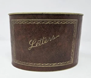 VINTAGE LARGE METAL DESK CADDY LETTER HOLDER BROWN GOLD MID CENTURY - Picture 1 of 11