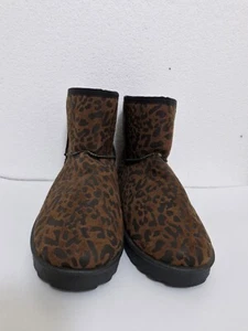 STUDIO LEOPARD PRINT BROWN/BLACK MIX WINTER BOOTS.SIZE 7 - Picture 1 of 5