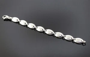 Tiffany & Co. Italy 925 Sterling Silver Oval Link Pebble Chain 7.5 Inch Bracelet - Picture 1 of 4