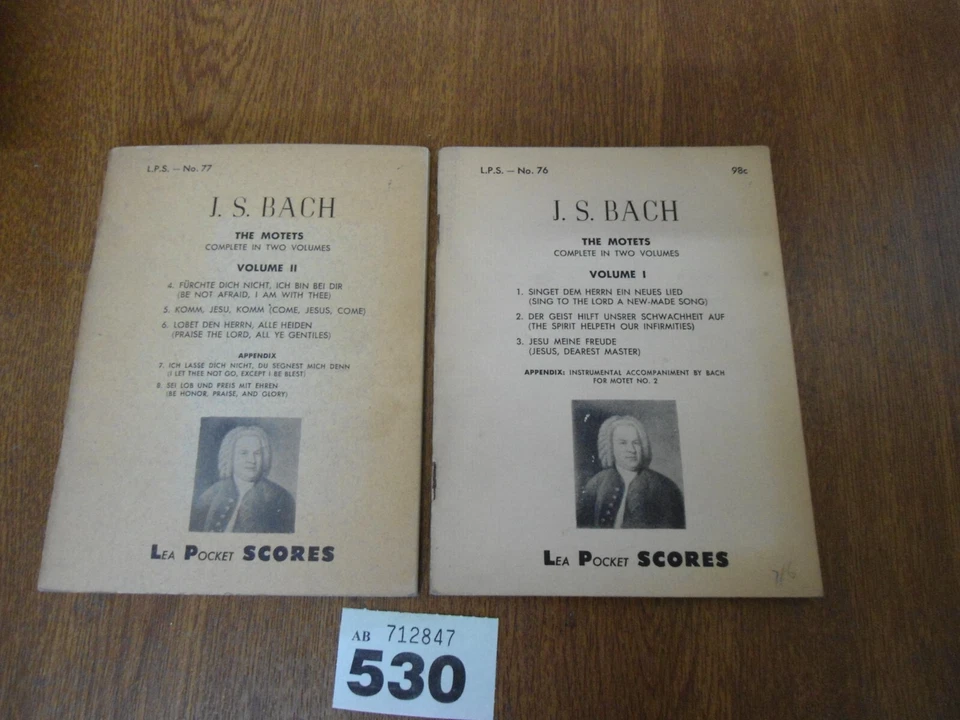 COMPLETE in 2 Volumes BACH The Motets Vol. 1 & 2 - Lea Pocket Scores No.76 & 77 - Image 1 of 4