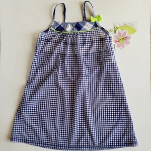 Girls Swimwear Hula Star Gingham Check Cover Up Dress SZ 5 Blue White - Picture 1 of 5