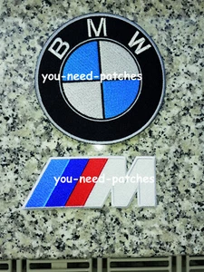 BMW + M logo M3 M4 M5 Patch German Car Auto Racing sew on embroidery Aufnäher - Picture 1 of 3
