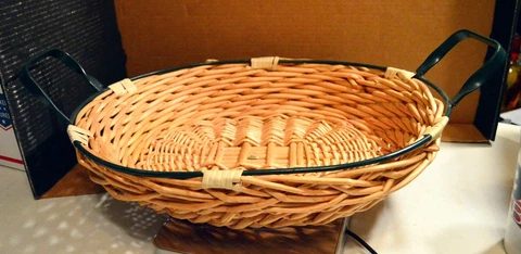 Wicker Rattan Reed Basket Tray With Wire Frame and Handles ~19" long Cover