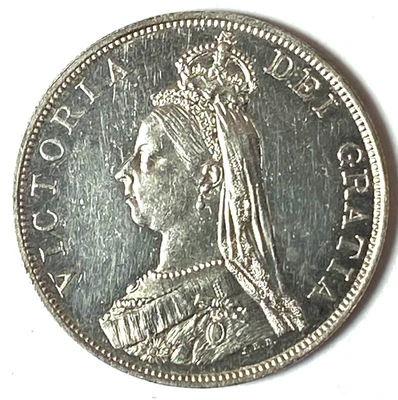 Florín doble de plata Gran Bretaña 1887 KM# 763 Foto 1 de 2