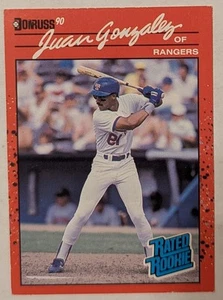 1990 Donruss #33 Juan Gonzalez errore negativo inverso - Foto 1 di 3