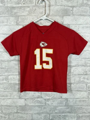 Camisa Kansas City Chiefs Niños Jóvenes Mediana Roja Manga Corta Camiseta Algodón Foto 1 de 4