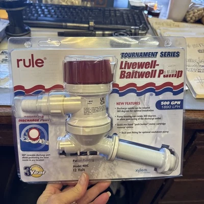 Bomba Livewell Regla 401C 500 Gph Estándar 12v Barco Marino Nueva Foto 1 de 2