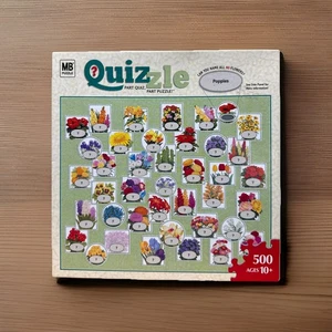 Puzzle Milton Bradley Hasbro Quizzle Jigsaw 500 Pc Quiz Flowers/Poppies USA - Picture 1 of 4
