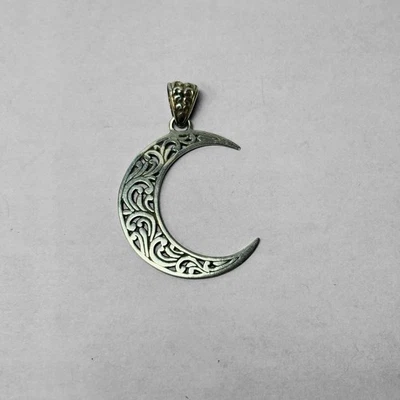 ATI Sterling 925 Silver Filigree Crescent Moon Pendant - Image 1 of 4