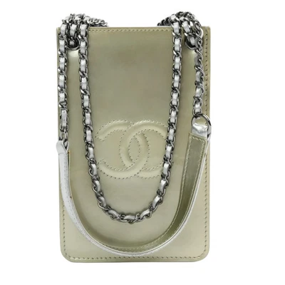 CHANEL 2014 Coco Mark Chain Metallic Leather Shoulder Bag Green Vintage - Image 1 of 4