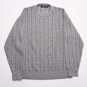 Vintage Neiman Marcus 100% Cashmere Cable Knit Sweater Blue Gray Men's XXL - Picture 1 of 7