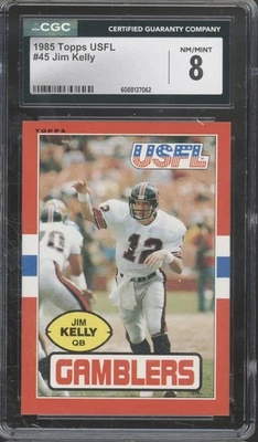 1985 Topps USFL Football #45 Jim Kelly RC Rookie NM-MT CGC 8 - Image 1 of 2