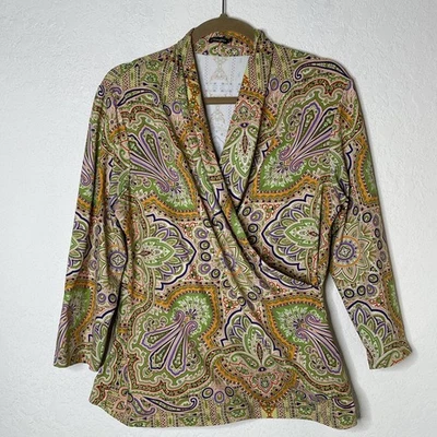 Top de cachemira J. McLaughlin manga 3/4 envolvente sintético para mujer talla XL multicolor Foto 1 de 4