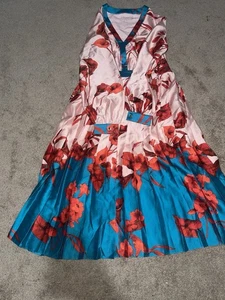 Ted Baker London Floral Karolyn Bow Neck Midi Dress In Pink Size 2 - Picture 1 of 9