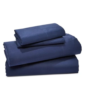 SKY PERCALE FULL SHEET SET NAVY BLUE 100% COTTON - Picture 1 of 2