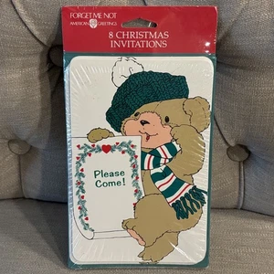 Cappello orsacchiotto vintage American Greetings inviti di Natale verde sciarpa rossa - Foto 1 di 2