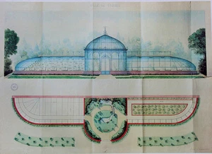 Póster de arquitectura Invernadero en el Jardín Massey 1881 Tarbes Francia 27x37 - Imagen 1 de 6
