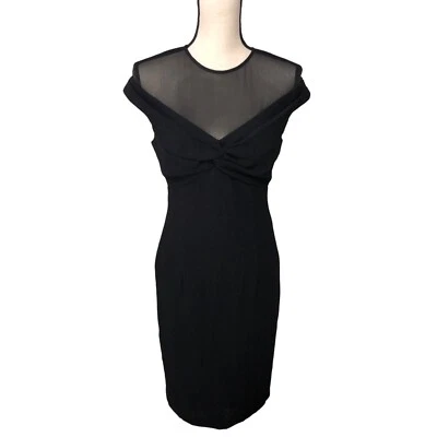 Маленькое черное платье David Meister размер 4 прозрачный топ с коротким рукавом шикарное классическое сделано в США - Изображение 1 из 4