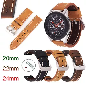 20 24mm Retro Watch Band 22mm Stitching Genuine Leather Strap Bracelet Watchband - Picture 1 of 19